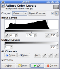 GIMP Level Adjustment Window