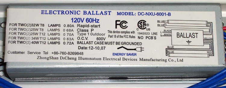 cimg3416 - Lowes Shoplight Electronic Ballast Electronic Ballast Dataplate