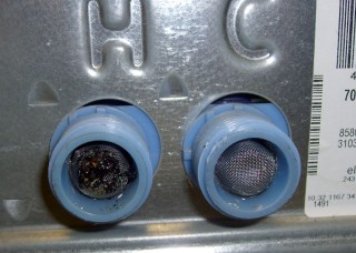 Sediment buildup in hot water inlet