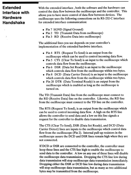 HP54602B Oscilloscope Serial Port Pin Functions