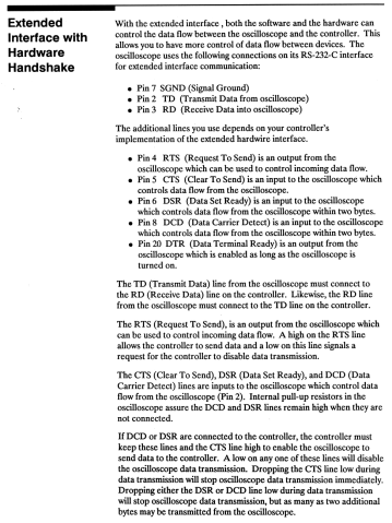 Serial Port Pin Functions HP54602B Oscilloscope Serial Port Pin Functions