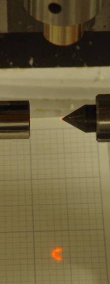 Laser spot on tailstock center