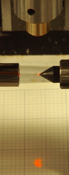 Laser spot focused on tip