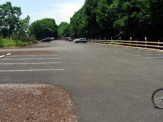 Walkway Parking Lot With Parking Fee In Full Effect