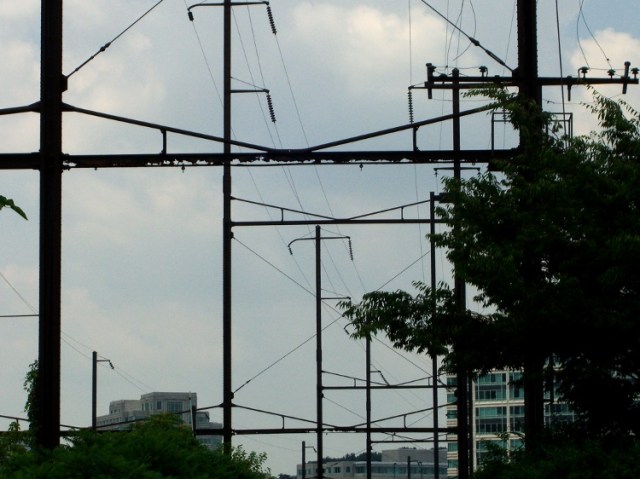 Rusted railway catenary support