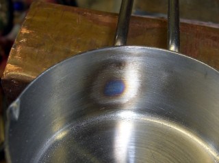 Heat discoloration inside cup