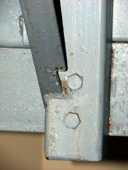 Stair stringer cut out for bolt