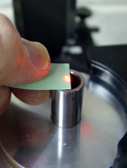 Laser spot entering spindle bore