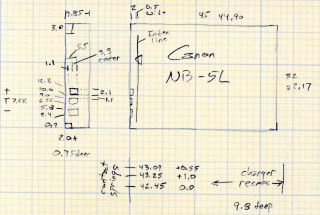 NB-5L Battery Dimensions