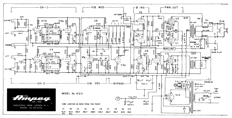 Schematic - Ampeg B-12-X