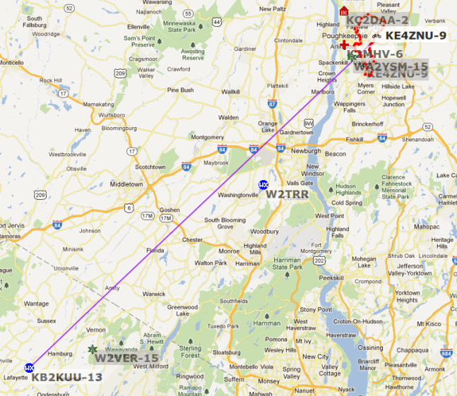 KE4ZNU-9 APRS to KB2KUU-13 - Lafayette NJ