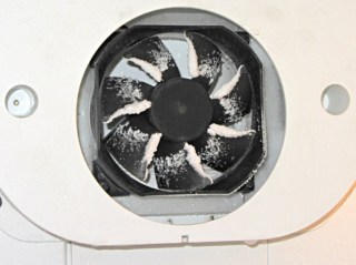 Frosted PC case fan in freezer