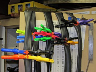 Repaired bike tubes with clamps