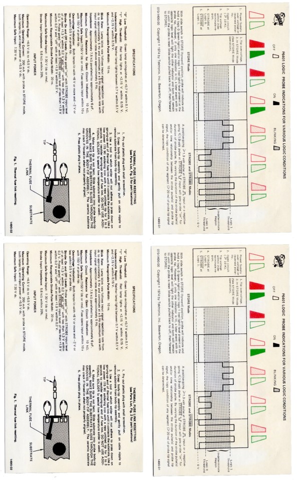 Tek P6401 Logic Probe - Specs and Usage Card Tek P6401 Logic Probe - Specs and Usage Card
