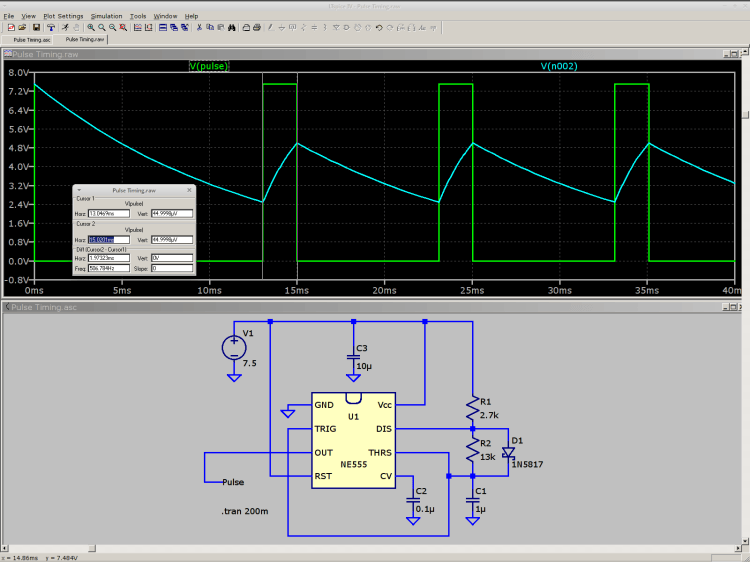 NE555 pulse generator