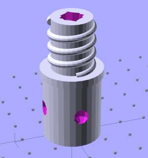 Broom Handle Screw - solid model - overview