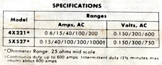 Dayton 4X221 Snap-Around Ammeter - Specifications