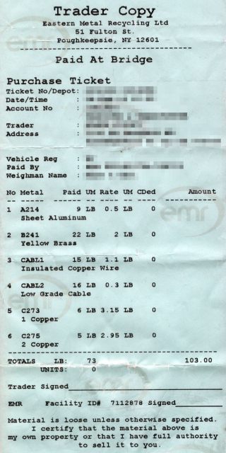Scrap Metal Receipt - 2013-02