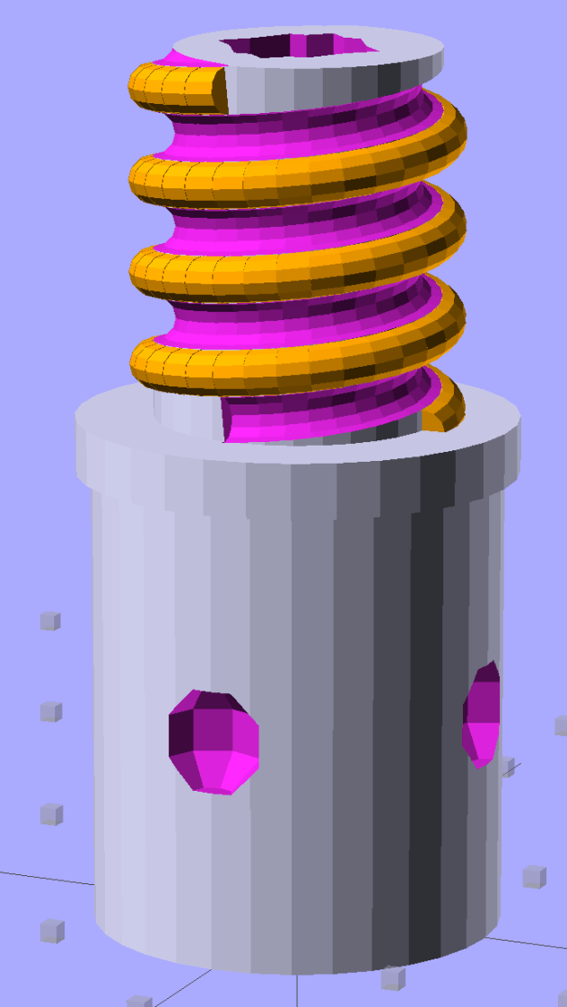 Broom Handle Screw - full thread - solid model