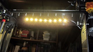 White LED strip under X axis frame