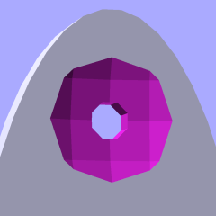 Quilting circle template - handle dent closeup - solid model