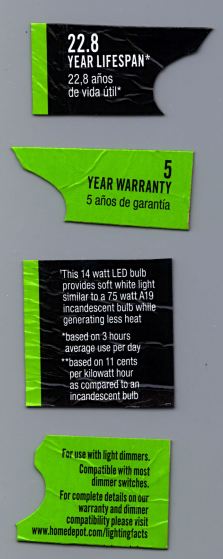 Home Depot LED Bulb Warranty