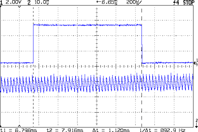 Arduino Analog 10x sample avg - ILED 50 mA-div