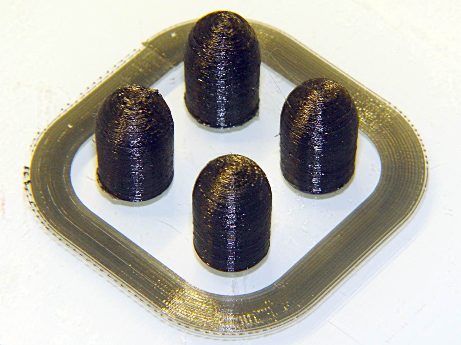 Dummy 9 mm Luger bullets - 0.1 mm layer - overhead on platform