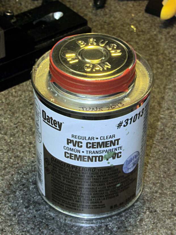 Silicone tape on PVC cement can lid