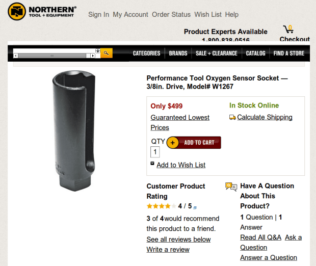 Northern Tool Sensor Socket - Absurd Lowest Price