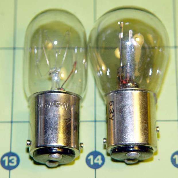 BA15d Bayonet Bulb Bases - 120V vs. 12V pins
