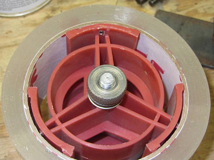 Packing tape dispenser - improved spool holder