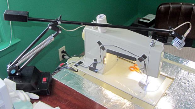 Rebuild desk lamp over sewing machine