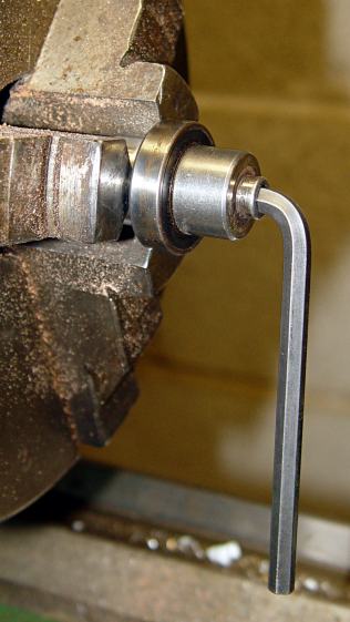 Phil Wood front axle - in lathe chuck