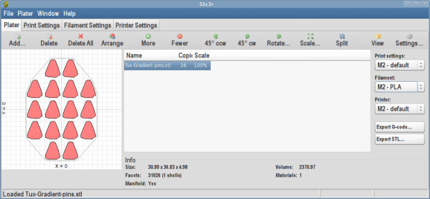 Tux-Gradient - Slic3r layout