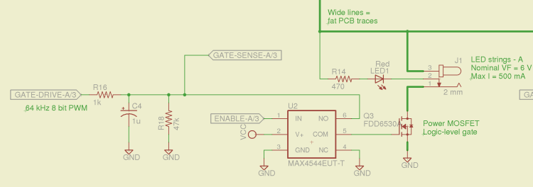 Switched MOSFET gate - analog switch schematic