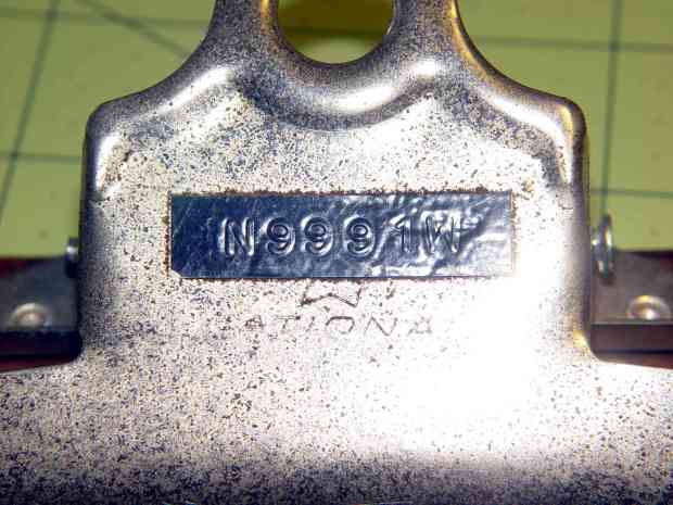 N9991W clipboard - front