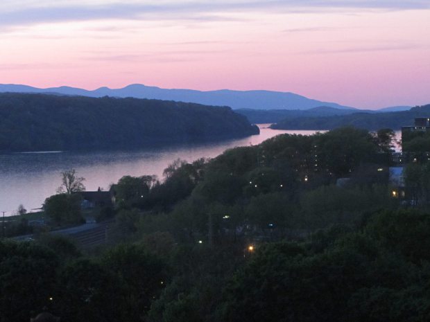 Walkway evening view - NNW along Hudson