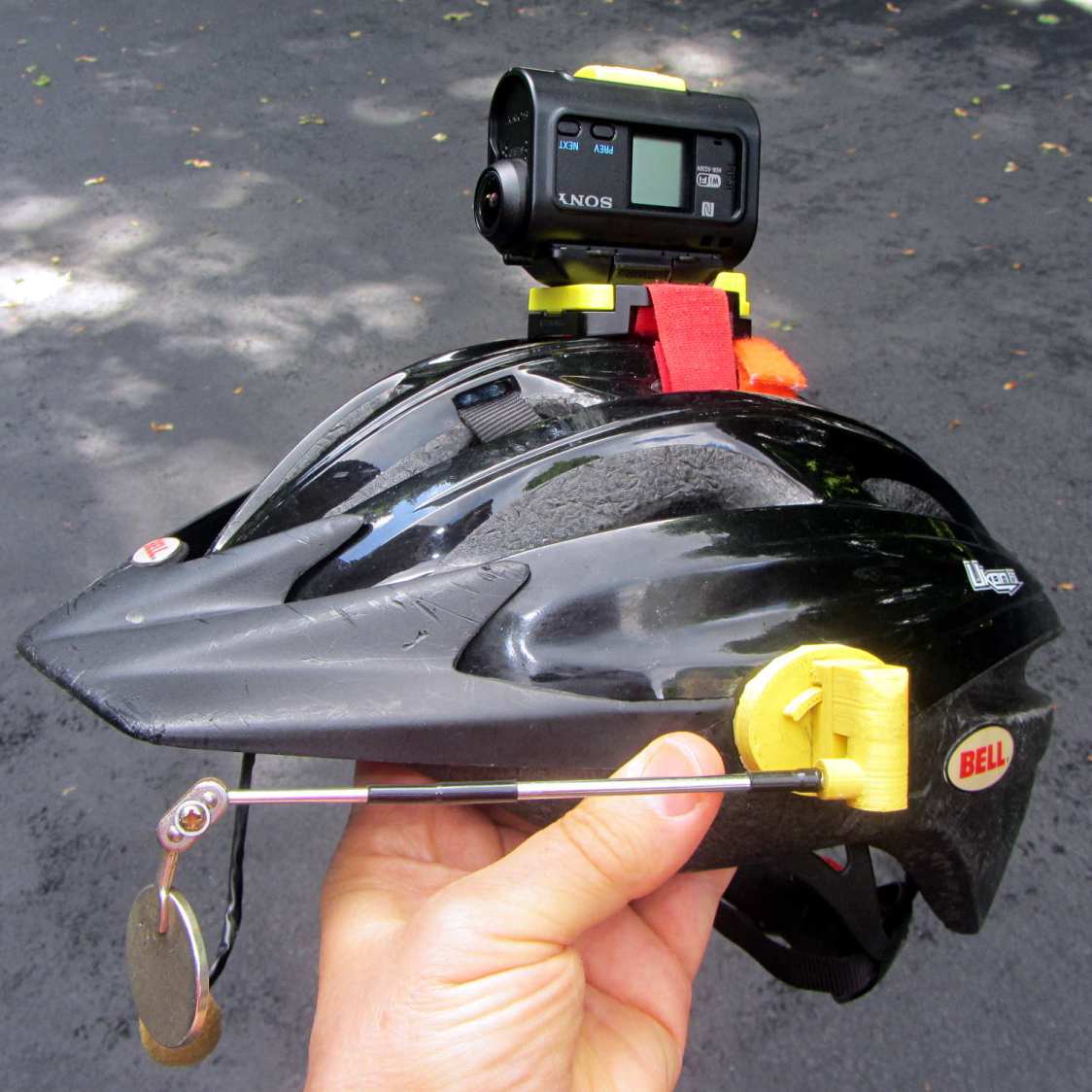 Sony HDR-AS30V camera on bike helmet - inverted