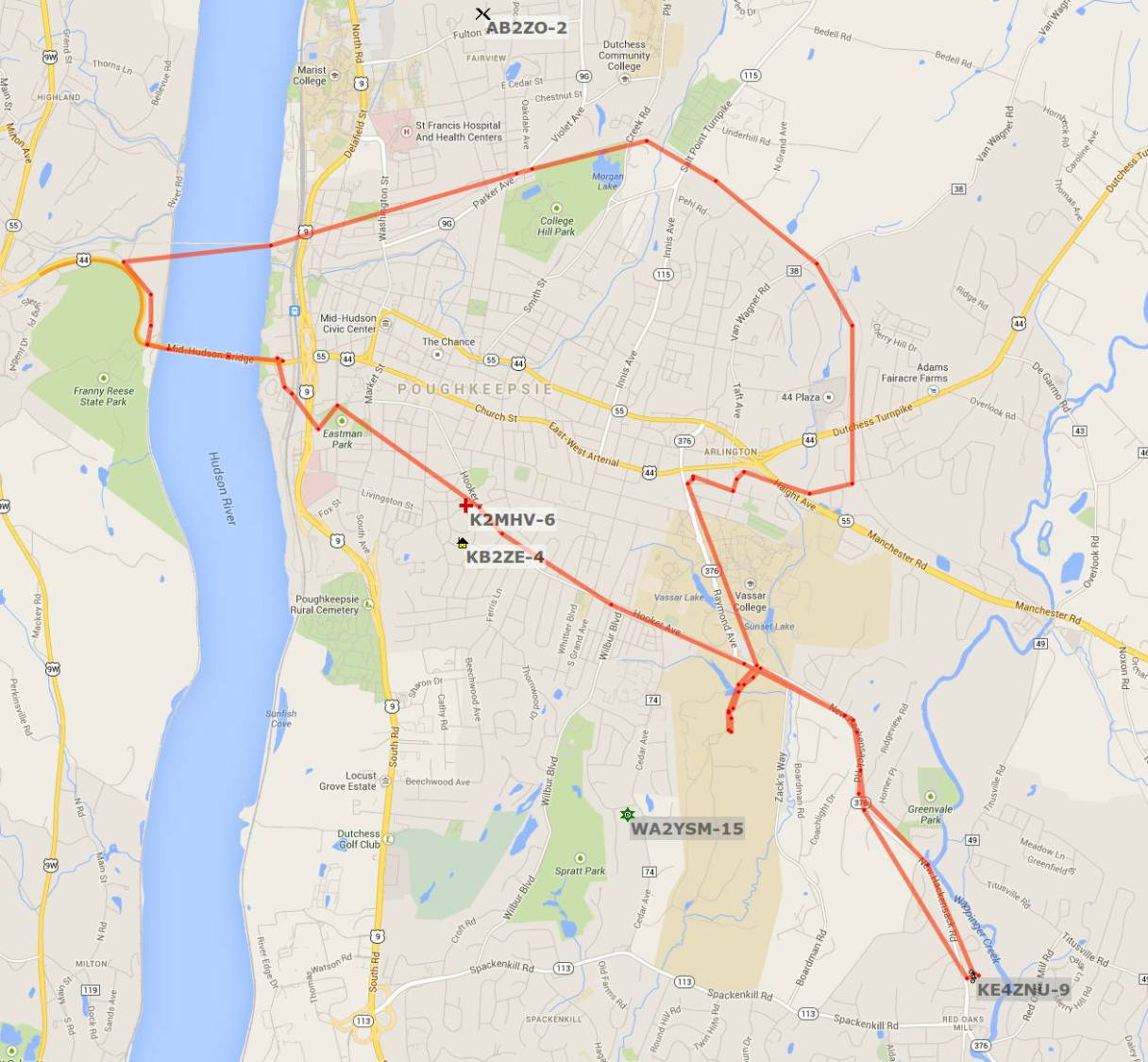 KE4ZNU - APRS track 2014-06-30