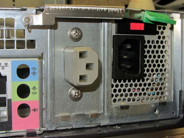 Dell drive bracket - IEC socket - exterior