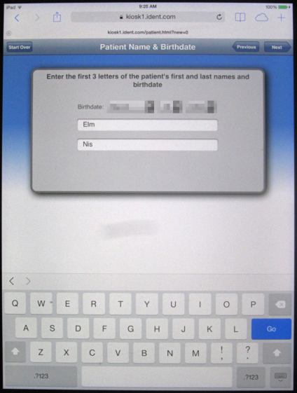 Patient Sign-in Tablet Form