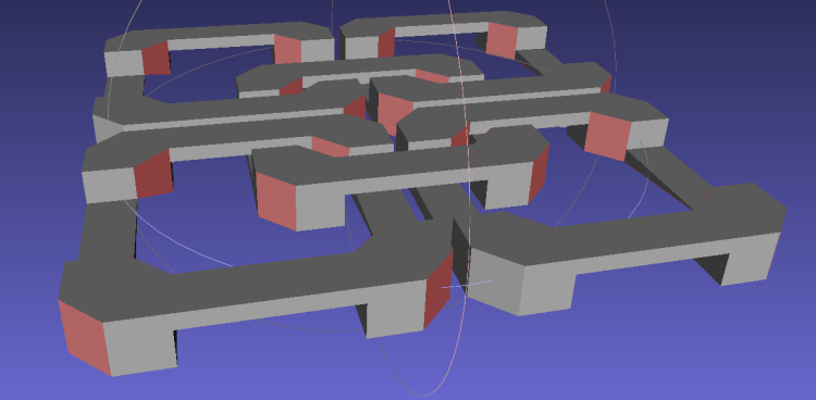 Chain Mail Square Armor - open - 2x2 - Meshlab self-intersecting faces