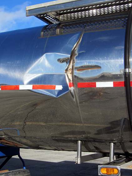 Crunched tank truck - detail