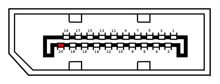 DisplayPort Connector - pin 20 highlight
