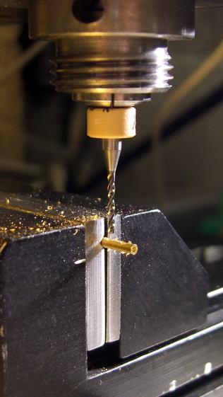 Silhouette temple repair - cross-drilling brass tube