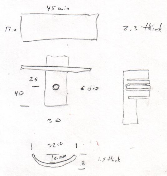 Tour Easy Rear Fender Bracket - measurement doodle