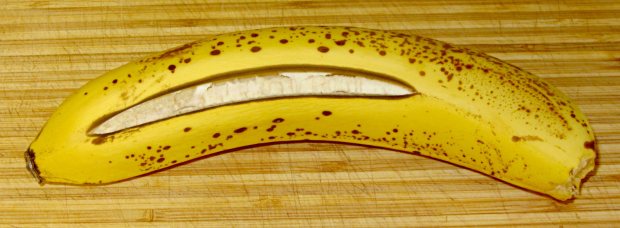 Banana with split skin