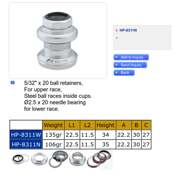 YST 8311N headset data