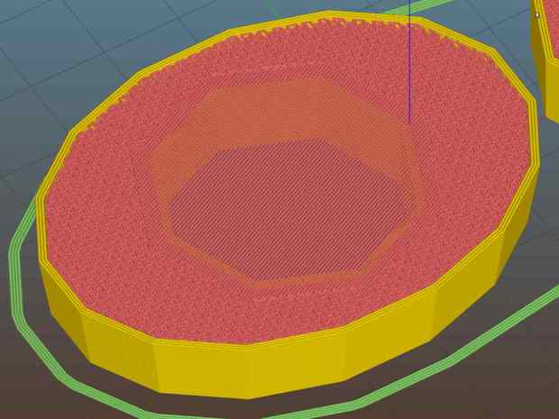 Hose Connector Knob - bridge layer - Slic3r preview